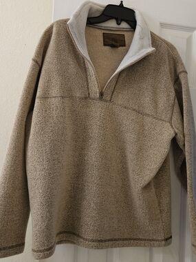 Men's Clearwater Outfitters Hiking Camping Tan Sherpa Half-Zip Fleece Pullover